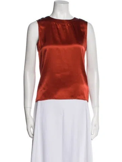 Pre-owned Nonchalant Silk Bateau Neckline Top In Orange