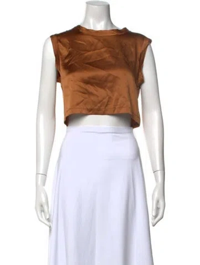 Pre-owned Nonchalant Silk Crew Neck Crop Top