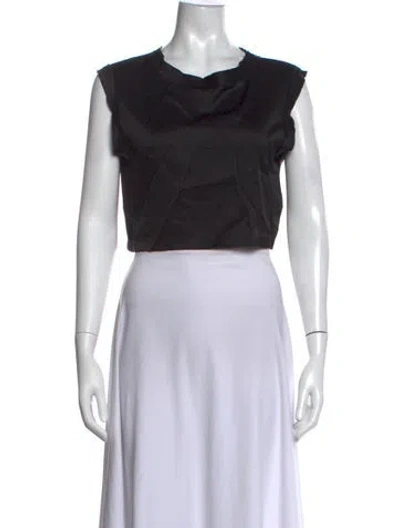 Pre-owned Nonchalant Silk Crew Neck Crop Top In Black