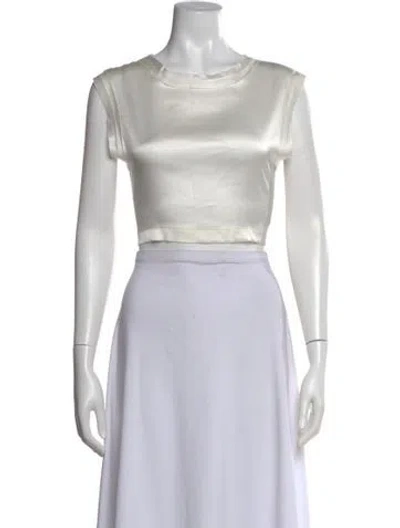 Pre-owned Nonchalant Silk Crew Neck Crop Top In Neutral