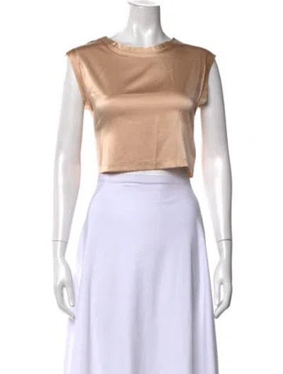 Pre-owned Nonchalant Silk Crew Neck Crop Top In Neutral