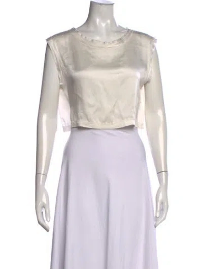 Pre-owned Nonchalant Silk Crew Neck Crop Top In Neutral