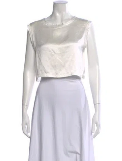 Pre-owned Nonchalant Silk Crew Neck Crop Top In White