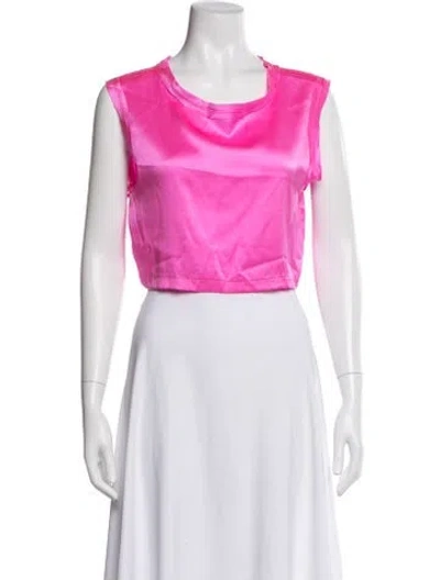 Pre-owned Nonchalant Silk Crew Neck Crop Top In White