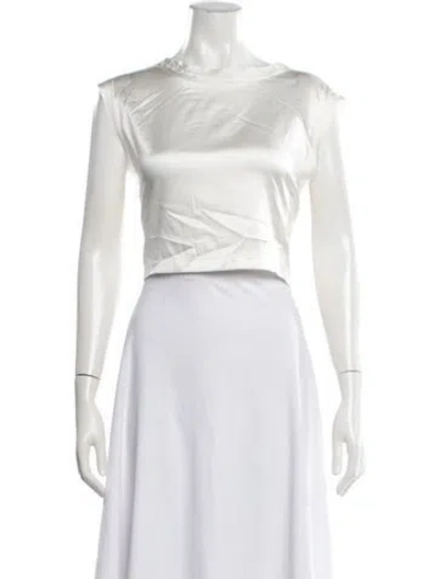 Pre-owned Nonchalant Silk Crew Neck Crop Top In White