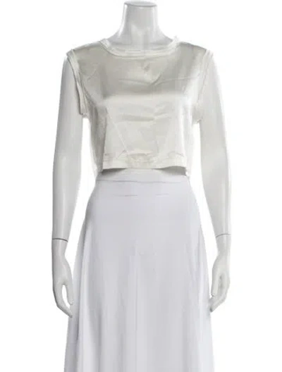 Pre-owned Nonchalant Silk Crew Neck Crop Top In White