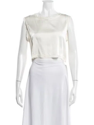 Pre-owned Nonchalant Silk Crew Neck Crop Top In White