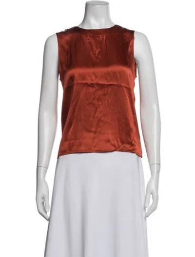 Pre-owned Nonchalant Silk Crew Neck Top In Orange