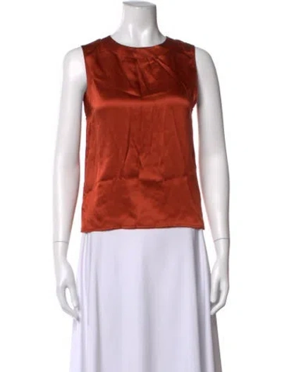 Pre-owned Nonchalant Silk Crew Neck Top W/ Tags In Orange