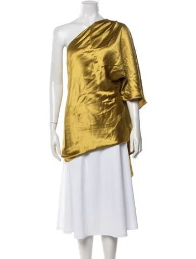Pre-owned Nonchalant Silk One-shoulder Top In Yellow