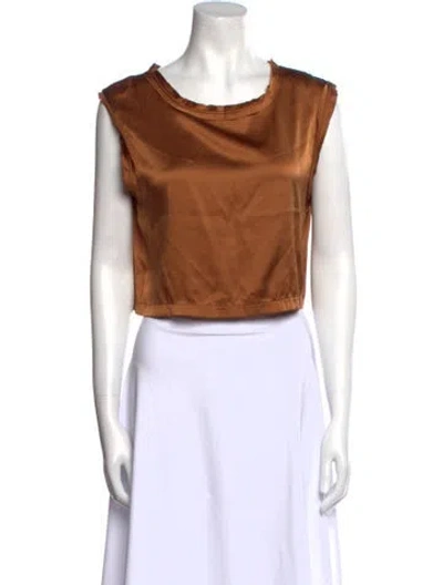 Pre-owned Nonchalant Silk Scoop Neck Crop Top