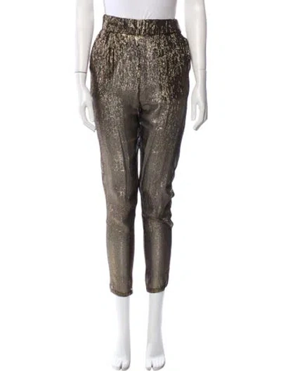 Pre-owned Nonchalant Silk Skinny Leg Pants In Gold