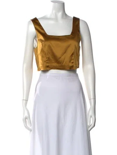Pre-owned Nonchalant Silk Square Neckline Crop Top In White