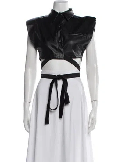 Pre-owned Nonchalant Sleeveless Button-up Top In Black