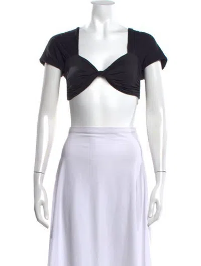 Pre-owned Nonchalant Square Neckline Short Sleeve Crop Top In White