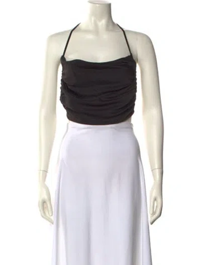 Pre-owned Nonchalant Square Neckline Sleeveless Crop Top In Black