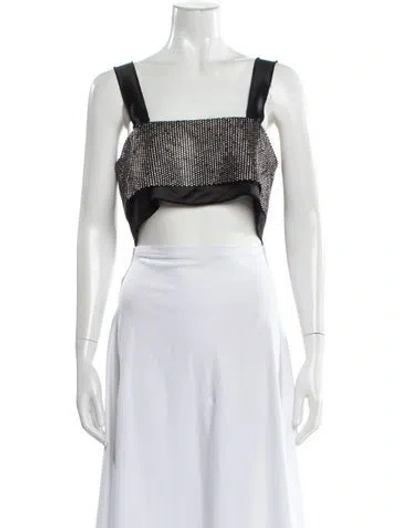 Pre-owned Nonchalant Square Neckline Sleeveless Crop Top In Black