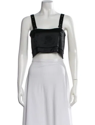 Pre-owned Nonchalant Square Neckline Sleeveless Crop Top In Black