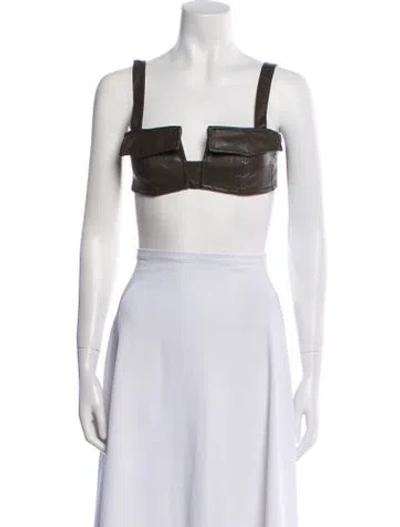 Pre-owned Nonchalant Square Neckline Sleeveless Crop Top In Brown
