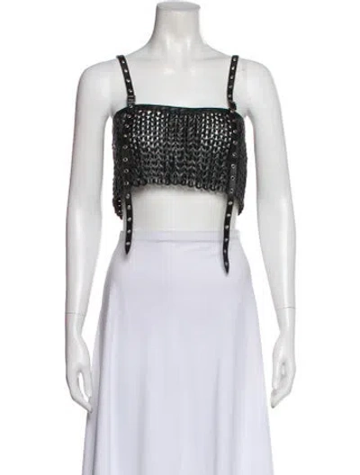 Pre-owned Nonchalant Square Neckline Sleeveless Crop Top In Brown