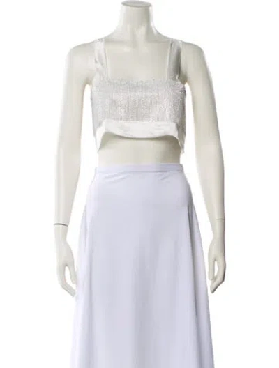 Pre-owned Nonchalant Square Neckline Sleeveless Crop Top In Neutral