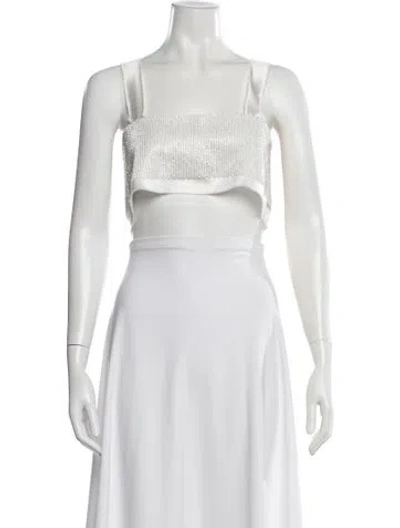 Pre-owned Nonchalant Square Neckline Sleeveless Crop Top In Neutral