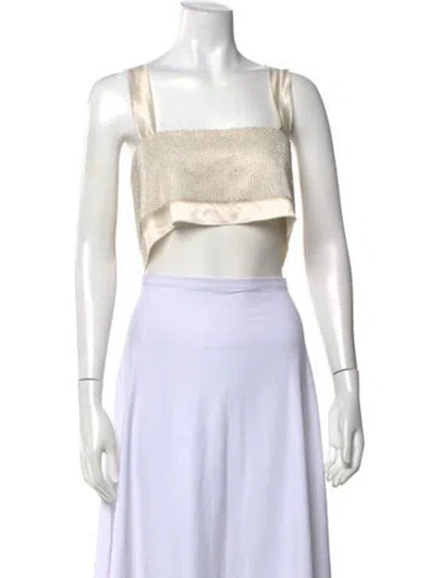 Pre-owned Nonchalant Square Neckline Sleeveless Crop Top In Neutral