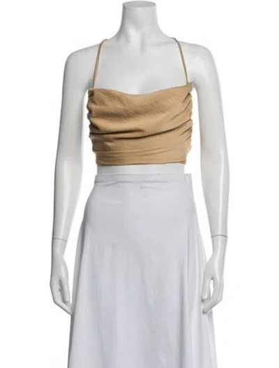 Pre-owned Nonchalant Square Neckline Sleeveless Crop Top In Neutrals