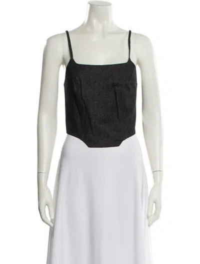 Pre-owned Nonchalant Square Neckline Sleeveless Crop Top W/ Tags In Black