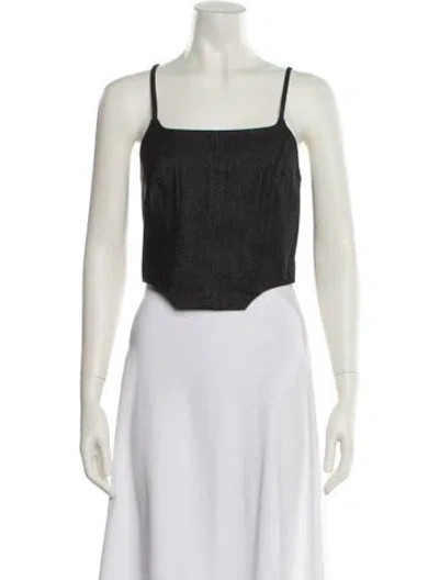 Pre-owned Nonchalant Square Neckline Sleeveless Crop Top W/ Tags In Black