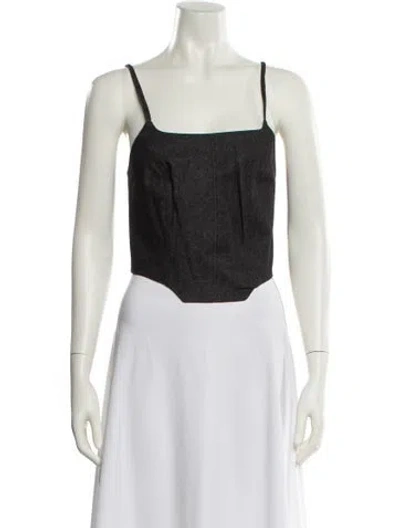 Pre-owned Nonchalant Square Neckline Sleeveless Crop Top W/ Tags In Black