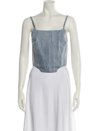 Pre-owned Nonchalant Square Neckline Sleeveless Crop Top W/ Tags In Blue