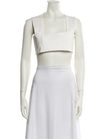 Pre-owned Nonchalant Square Neckline Sleeveless Crop Top In White