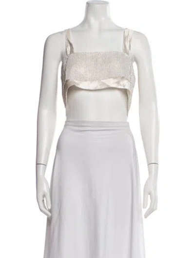 Pre-owned Nonchalant Square Neckline Sleeveless Crop Top In White