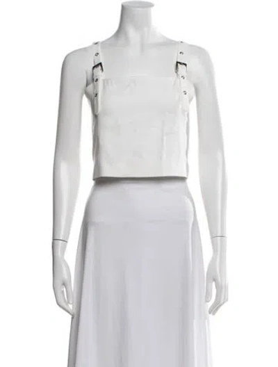 Pre-owned Nonchalant Square Neckline Sleeveless Crop Top In White
