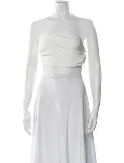 Pre-owned Nonchalant Strapless Crop Top In White