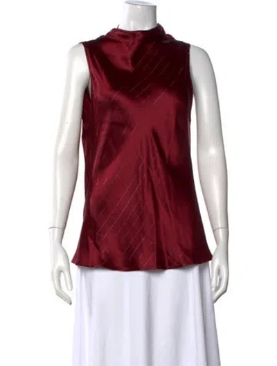 Pre-owned Nonchalant Striped Mock Neck Top In Red