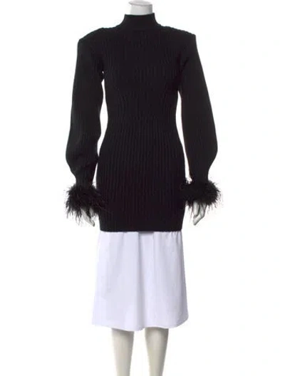 Pre-owned Nonchalant Turtleneck Knee-length Dress In Black