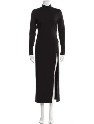 Pre-owned Nonchalant Turtleneck Long Dress In Black