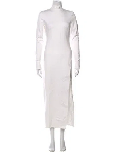 Pre-owned Nonchalant Turtleneck Long Dress In White