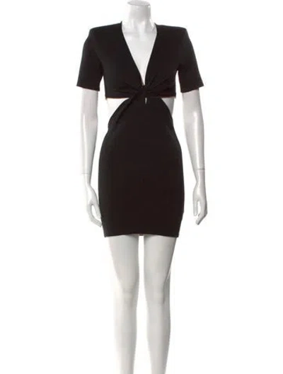 Pre-owned Nonchalant V-neck Mini Dress In Black