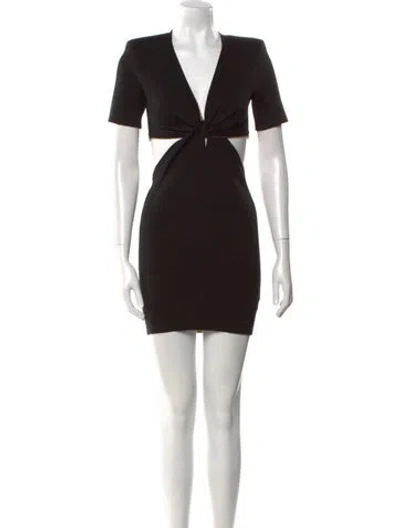 Pre-owned Nonchalant V-neck Mini Dress In Black