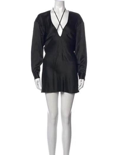 Pre-owned Nonchalant V-neck Mini Dress In Black