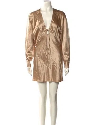 Pre-owned Nonchalant V-neck Mini Dress In Neutral