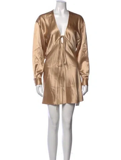 Pre-owned Nonchalant V-neck Mini Dress W/ Tags In Neutrals