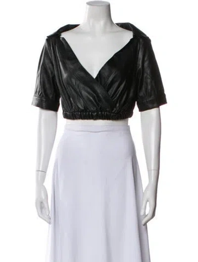 Pre-owned Nonchalant V-neck Short Sleeve Crop Top In White