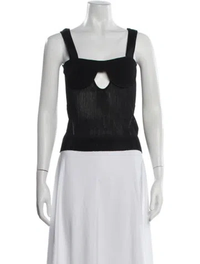 Pre-owned Nonchalant V-neck Sleeveless Crop Top In Black