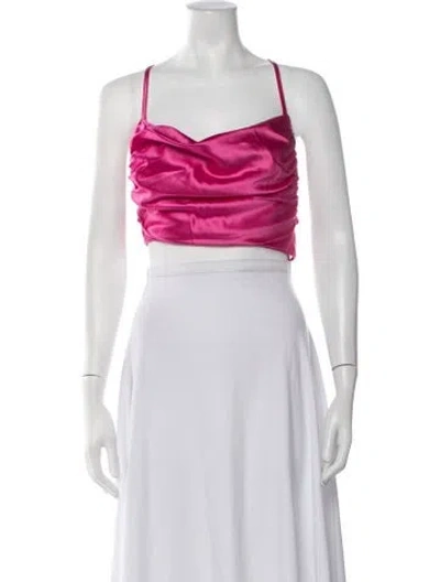 Pre-owned Nonchalant V-neck Sleeveless Crop Top In Pink