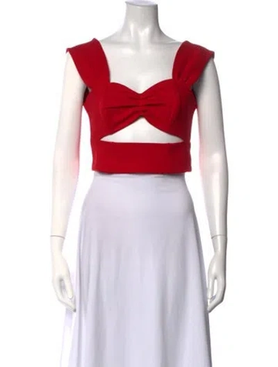 Pre-owned Nonchalant V-neck Sleeveless Crop Top In Red