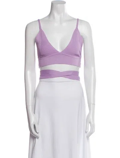 Pre-owned Nonchalant V-neck Sleeveless Crop Top In White